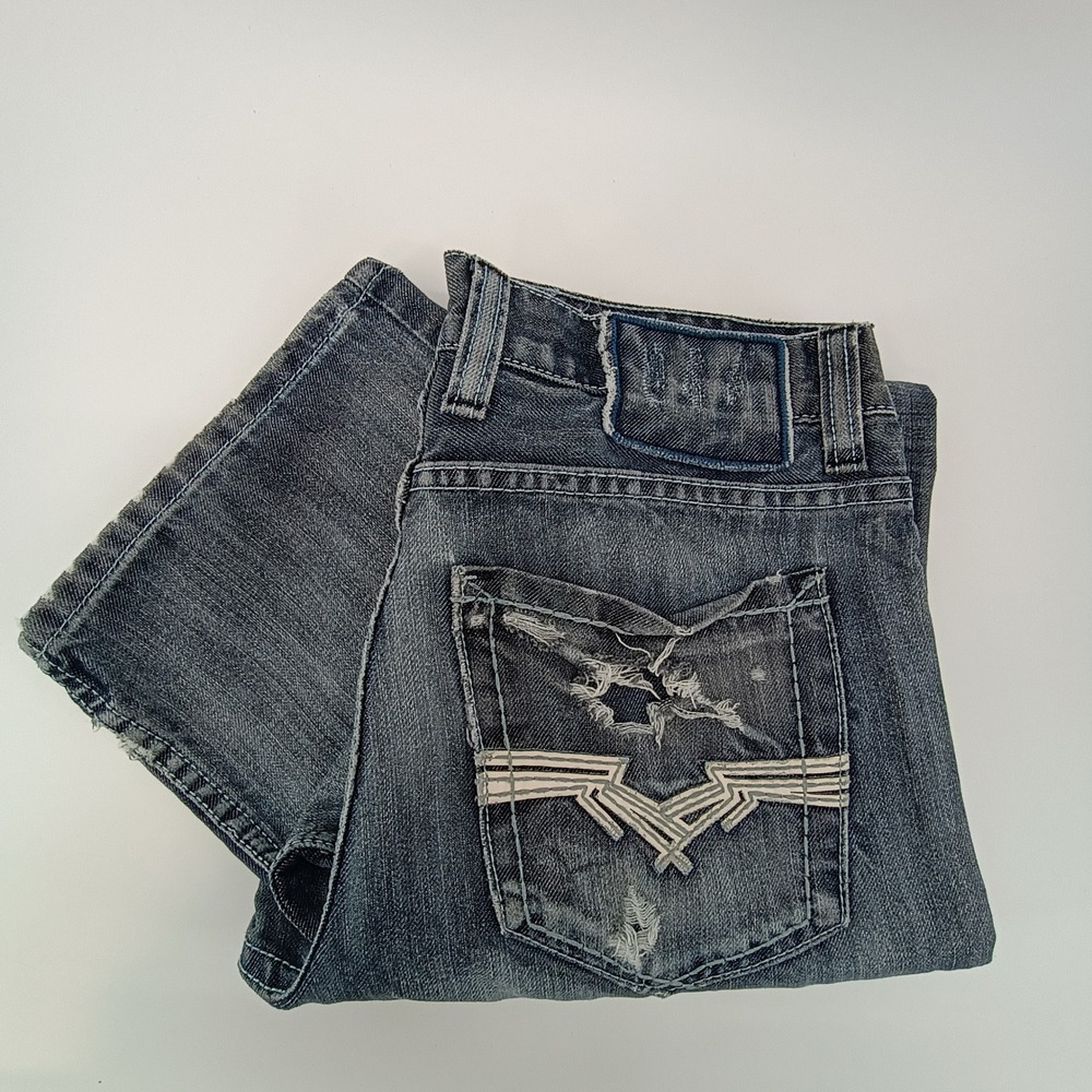 Helix Relaxed Boot Jeans Mens 29x30 Blue Distressed Y2K Skater Grunge Denim